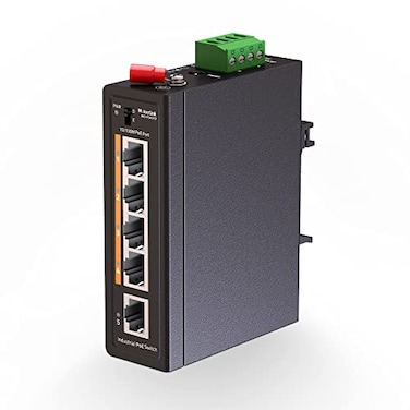 MokerLink 5 Port PoE Industrial Din Rail Switch 4 Ports PoE IEEE8023afat 1 Uplink 10100Mbps Fast Ethernet DINRail Wall Mount Included