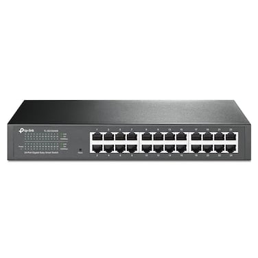 TP-Link TPLink 24 Port Gigabit Switch Easy Smart Managed Plug Play DesktopRackmount Sturdy Metal w Shielded Ports Support QoS Vlan IGMP LAG TLSG1024DEBlack