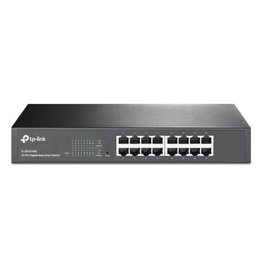 TP-Link TPLink 16 Port Gigabit Switch Easy Smart Managed Plug Play DesktopRackmount Sturdy Metal w Shielded Ports Support QoS Vlan IGMP Link Aggregation TLSG1016DEBlack