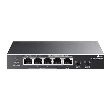 TP-Link TPLink TLSG1005PPD 5Port Passthrough Gigabit Ethernet Switch 1 PoE in 90W 4 PoE Output up to 66W Plug Play Extend Mode QoS IGMP Auto Recovery Powered Only Free Expert Help