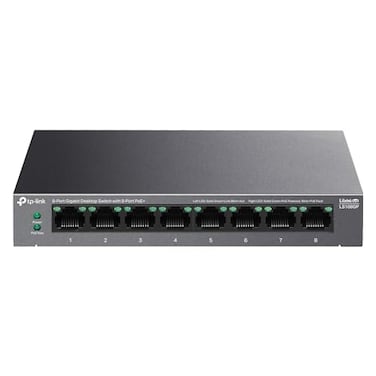 TP-Link TPLink LS108GP 8 Port PoE Gigabit Ethernet Switch 8 PoE Port 62W Plug Play Extend Mode PoE Auto Recovery DesktopWall Mount Silent Operation