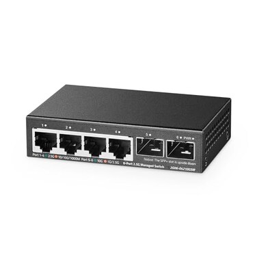Binardat 4 Port 25G Web Managed Switch with 2x10G SFP Slot UltraMini Size Support TrunkLACPVLANQOS Metal MultiGigabit DesktopWallmount Network Switch