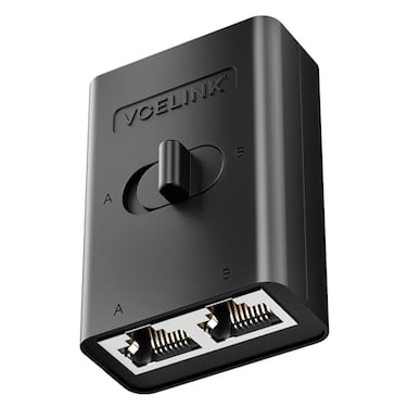VCELINK 2 Port RJ45 Network Switch Ethernet Splitter 2in 1Out or 1in 2Out PowerFree Passive Ethernet Selector 1000Mbps Cat6 Cat5e Cat5 PoE Slide Switch RJ11 RJ12 1 Pack