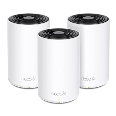 TP-Link TPLink Deco XE70 Pro AXE4900 TriBand WiFi 6E Mesh WiFi System 25G WANLAN Ports 49 Gbps WiFi 7200 Sq Ft Coverage Connect up to 200 Devices 6 GHz Band 3Pack