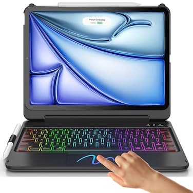 FUWANG Touch Keyboard Case for iPad Air 11inch M4 2026M3 2025M2 2024 Air 5th 4th Generation 180 Flip Backlit Keyboard with MultiTouch Trackpad for iPad Air 11 inchAir 5thAir 4th Black