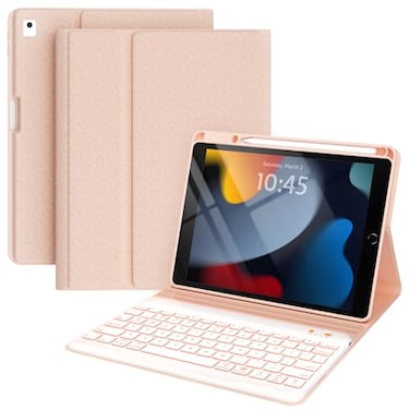 BLUTLOTUS Keyboard and Case for iPad 7th8th9th Generation 102inch 201820202021 iPad Air 3 2019 2017 iPad Pro 105inch Case with Pencil Holder Detachable Wireless BT Keyboard Tablet Smart CoverPink