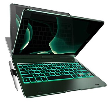 YEKBEE Case with Keyboard for iPad 9th Generation 102 2021 360 7 Modes Backlit 12 Colors Thin Light Protective for iPad 9 8th 7th Gen Air 3 Pro 105 with Pencil Holder