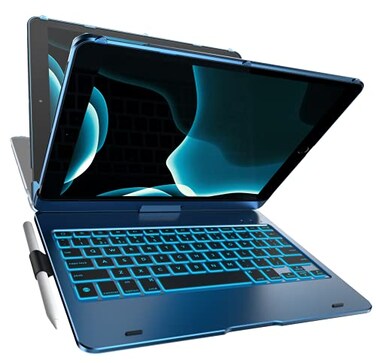 YEKBEE Case with Keyboard for iPad 9th Generation 102 2021 360 7 Modes Backlit 12 Colors Thin Light Protective for iPad 9 8th 7th Gen Air 3 Pro 105 with Pencil Holder
