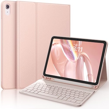 CHESONA Keyboard Case for iPad A16 11th10th Generation 20252022 Detachable Wireless Keyboard Stand Folio Keyboard Cover with Pencil Holder Thin Light Pale Pink