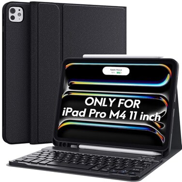 CHESONA for iPad Pro 11 Inch M4 2024M5 2025 Case with Keyboard Magnetic Detachable Keyboard Precise Cutouts Case with Pencil Holder Rechargeable Wireless Folio Keyboard Case for iPad Pro M4 11