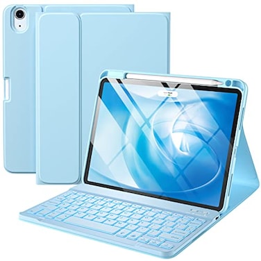 Harvopu Compatible for iPad Air 11inch 109 Air 5th 4th Generation Case with Keyboard Backlit Detachable Folio Cover with Pencil Holder for iPad Air 11 Inch M4M3M2 Air 5 Air 4 Sky Blue