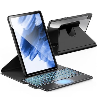 INFILAND for Samsung Galaxy Tab A9 Plus 5g Case with Keyboard High Precision Trackpad 7 Color Backlight 360 Degree Rotating Detachable Wireless Keyboard Case for Tab A9 11 inch 2023 Black