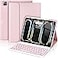 HOTLIFE for iPad Pro 13 Inch M4 2024 Case with Keyboard Magnetic Detachable 7 Color Backlit Keyboard Case for iPad Pro 13 M4 Rechargeable Wireless Keyboard Case with Pencil Holder Pink