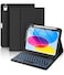 Hamile for iPad 11th 10th Generation Case with Keyboard 7 Colors Backlit Wireless Detachable Folio Keyboard Cover with Pencil Holder for iPad 11inch A16 2025 10th Gen 109 Inch 2022 Black