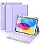 Hamile for iPad 11th 10th Generation Case with Keyboard 7 Colors Backlit Wireless Detachable Folio Keyboard Cover with Pencil Holder for iPad 11inch A16 2025 10th Gen 109 Inch 2022 Purple