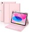 Hamile for iPad 11th 10th Generation Case with Keyboard 7 Colors Backlit Wireless Detachable Folio Keyboard Cover with Pencil Holder for iPad 11inch A16 2025 10th Gen 109 Inch 2022 Light Pink