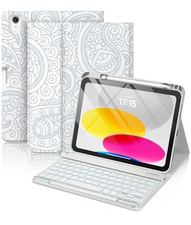 Hamile Keyboard Case for iPad 11th 10th Generation 7 Colors Backlit Wireless Detachable Folio Keyboard Cover with Pencil Holder for iPad 11inch A16 2025 10th Gen 109 Inch 2022 Gray