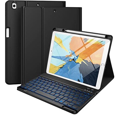 Hamile Keyboard Case for iPad 9th 8th 7th Generation Case with Keyboard 102 7 Colors Backlit Detachable Folio Keyboard Cover with Pencil Holder for iPad Pro 105 iPad Air 3rd Gen Black