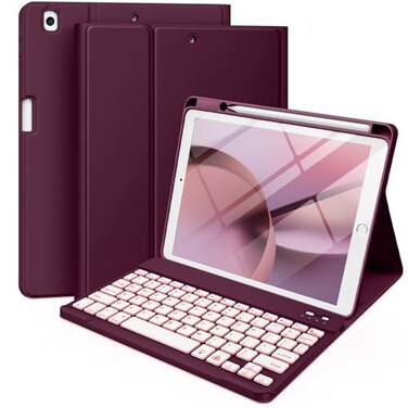 Hamile for iPad 9th Generation Case with Keyboard 102 Inch Backlit Wireless Detachable Folio Keyboard Cover with Pencil Holder for iPad 8th Gen7th GeniPad Pro 105iPad Air 3rd Gen Raspberry