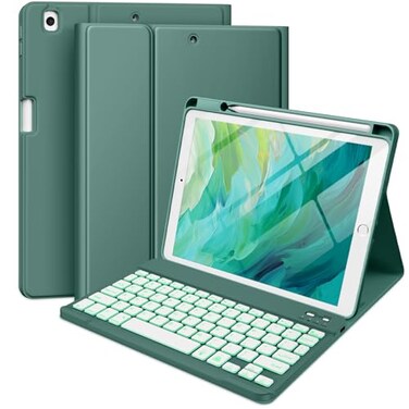 Hamile for iPad 9th Generation Case with Keyboard 102 Inch Backlit Wireless Detachable Folio Keyboard Cover with Pencil Holder for iPad 8th7th GeniPad Pro 105iPad Air 3rd Gen Midnight Green