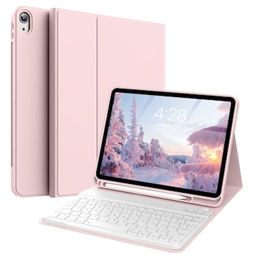 KVTVOU Keyboard Case for iPad A16 11th10th Generation 11109 Inch 20252022 with Pencil Holder Magnetic Detachable Wireless Bluetooth Keyboard Folio Keyboard Cover Thin Light Pink