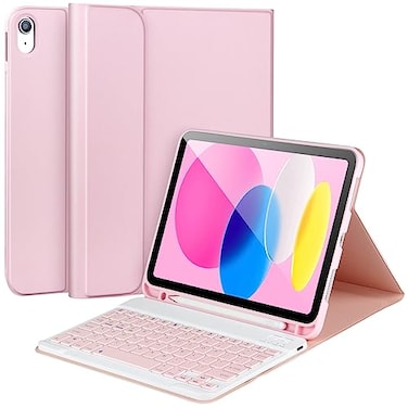 AHYWTAN for iPad 1110th Generation Case with KeyboardDetachable Bluetooth Keyboard case for iPad A16 2025 11 inch10th Gen 2022 109 with Pencil Holder Square KeycapsPink