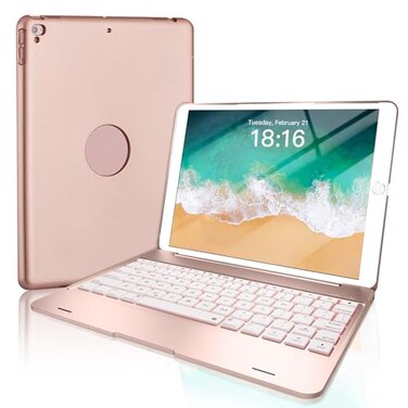 NOKBABO iPad Keyboard Case for iPad Pro 97 inch 2018 iPad 6th Gen 2017 iPad 5th Gen iPad Air 2 1 case with Keyboard 130 Smart Folio Hard Back Cover Ultra Slim Auto Wake and Sleep Rose Gold