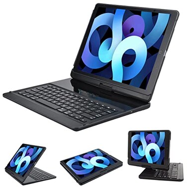 LENRICH iPad pro 129 case with Keyboard 2017 2nd 2015 1st Generation 360 Rotatable Wireless Folio 180 Swivel Stand Hard Cover Auto Sleep Wake up