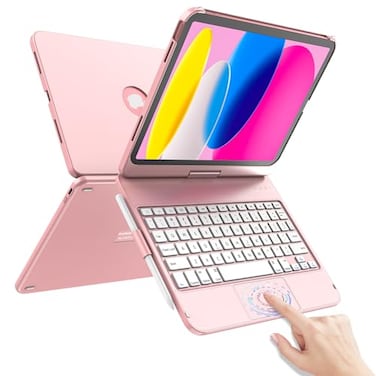 TaIYanG for iPad A16 11th 10th Generation Case with Keyboard 11 inch 2025109 inch 2022Touch Trackpad Keyboard Case for 10th Generation360 RotatePencil HolderKeyboard for iPad 10th GenRose Gold