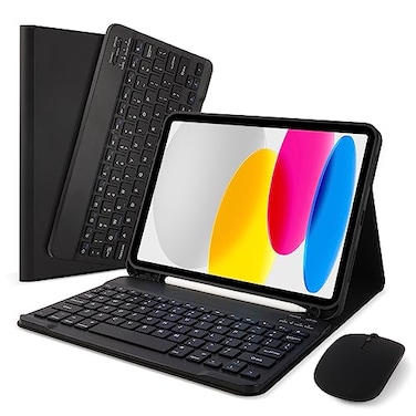 SOPPY Bluetooth Keyboard Case with Mouse for iPad 11th Gen A16 11inch 2025 10th Generation 109 inch 2022 Detachable Protective Cover with Builtin Pen Holder USBC Rechargeable Black
