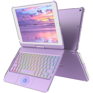 CC Store Touchpad Keyboard Case for iPad 9th Generation102 for iPad 9th8th7th Gen Case with Keyboard MultiTouchBacklit Keys360 RotatablePencil HolderLight Purple