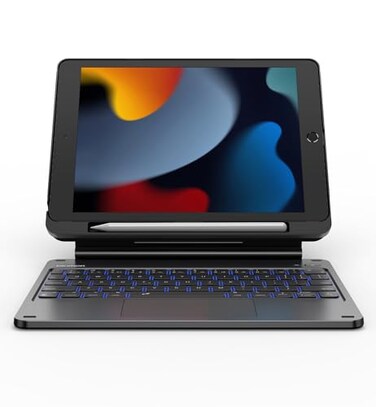 Dexnor for iPad 9th Generation Case with Keyboard Floating Cantilever Magnetic Stand MultiTouch Trackpad Backlit Pencil Holder Magic Style Keyboard Case for iPad 9th8th7th Generation 102 Black
