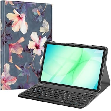 FINTIE Keyboard Case for Samsung Galaxy Tab A11 Plus 2025 A9 Plus 11 Inch 2023 Slim Lightweight Stand Cover with Magnetically Detachable Wireless Bluetooth Keyboard Hibiscus