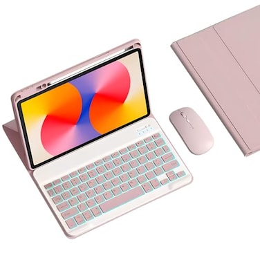 GYSDCAZ Spanish Keyboard Case for Huawei Matepad SE 11 Inch 2024 Backlit Detachable Wireless Bluetooth Keyboard with Pencil Holder Tablet MousePink