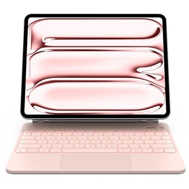 CHESONA Magic Keyboard Case for iPad Pro 13 inch M5 2025M4 2024 7 Color Backlit with Battery Digital Display MultiTouch Trackpad EasySet Magnetic Stand Pink