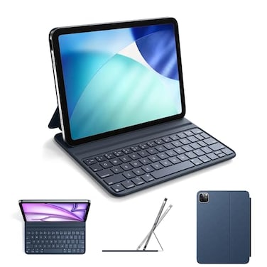 HOU Slim Bluetooth Keyboard Case for iPad Air 11 inch M4M3M2202620252024 Air 5th4th Pro 11 1st4th Gen Smart Folio Magnetic Stand 2 Angles Magnetic Charging Synthetic Leather Blue