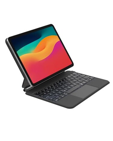 Belkin Pro Keyboard Case wMagnetic Stand Backlit Bluetooth Keyboard MultiGesture Controls Magnetic Apple Pencil Storage Compatibility Multimedia Keys for iPad Pro 11 M4M5 Black