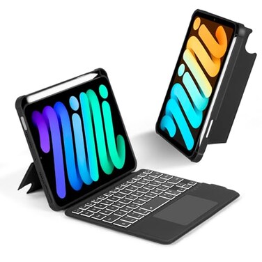 EAMPANG Case with Trackpad Keyboard for iPad mini 7thA17 Pro 20246th Generation 83 inch7Color Backlit Wireless Keyboard Magnetic Detachable MultiAngle Stand Cover for iPad mini 6 7 Black