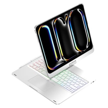 kaidisen 360 Rotatable Keyboard for iPad Pro 11 inch M5M4 20252024 7 Color Backlight Foldable Backlit Keyboard Case with Touchpad 360 RotatingSilver