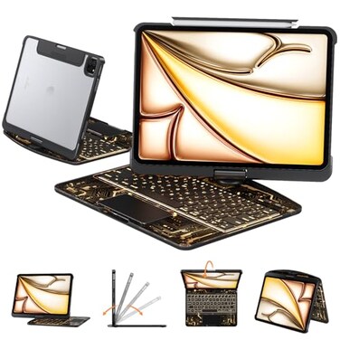 Tiaota Transparent Case with Keyboard for iPad Pro 13 inch M5M4 20252024 iPad Pro 137Color BacklitMagic wireless Keyboard 360RotatingMultiTouch trackpadPencil Holderwith shortcutsblack