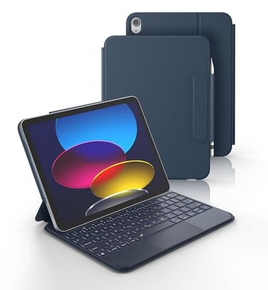 Dexnor for iPad A16 11th10th Generation Case with Keyboard UltraThin Magnetic Folio Keyboard Case Trackpad Pencil Holder Backlit Rechargeable for iPad A16 11 202510th Gen 109 2022 Blue
