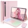 SAMTUNK Case Keyboard for Samsung Galaxy Tab S10 Lite S10 FE S9 FE S9 S8 10911 inch Cover 7 Color Rainbow Change Backlit Detachable Magnetic Keyboard with S Pen Holder with Mouse Pink