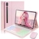 SAMTUNK Case Keyboard for Samsung Galaxy Tab S10 Lite S10 FE S9 FE S9 S8 10911 inch Cover 7 Color Rainbow Change Backlit Detachable Magnetic Keyboard with S Pen Holder with Mouse Pink