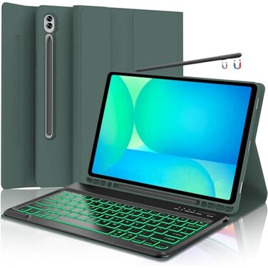 SUYOOULIN Keyboard Case for Samsung Galaxy Tab S10 FE Plus 131 Smart S10fe Keyboard Case with SPen Holder Green