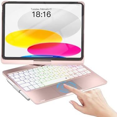 NOKBABO for iPad 10th 11th A16 Generation Case with Keyboard iPad Air 11 inch case M4M3M2 Keyboard for iPad Pro 11 4th3rd2nd1st iPad Air 54 Trackpad 360 Swivel BacklitBright Pink