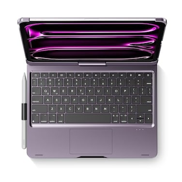 edaiser Swivel Keyboard Case for Apple iPad Pro 11 inch M5 2025 and M4 2024 Rotatable Cover with Pencil Holder MultiTouch Trackpad RGB Backlit A3357A3358 A3359 A2836 A2837 A3006 Metallic Purple