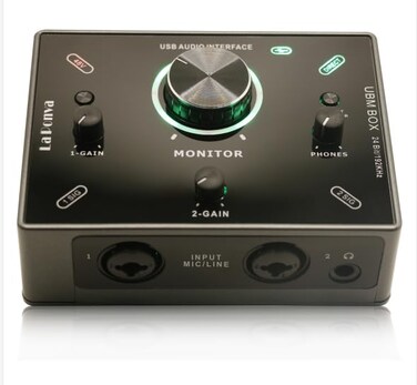 La Ponva 2024 Sleek and Compact USB Audio Interface with Dual Combo XLR63mm Inputs with 48V Phantom Power 24Bit 192KHz