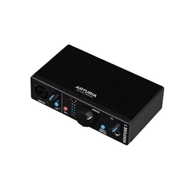 Arturia MiniFuse 1 Compact USB Audio Interface with Creative Software for Recording Production Podcasting Guitar Black