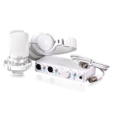 Arturia MiniFuse Recording Pack USB Audio Interface Bundle with Condenser Microphone Headphones and Creative Software for Recording Streaming and Podcasting