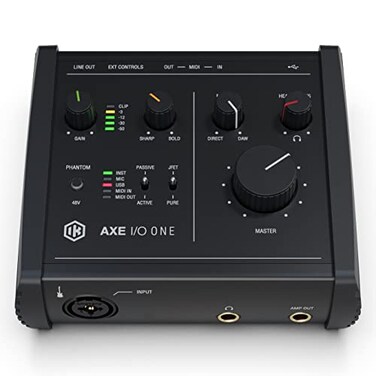 IK Multimedia AXE IO One Professional USB Audio Interface with ZTONE advanced guitar tone shaping AmpliTube and TONEX software included highresolution recording studio equipment